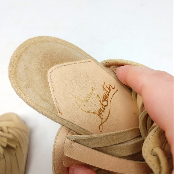 Christian Louboutin Deva Suede Fringe Tie Up Booties Size 36 - Picture 13 of 14